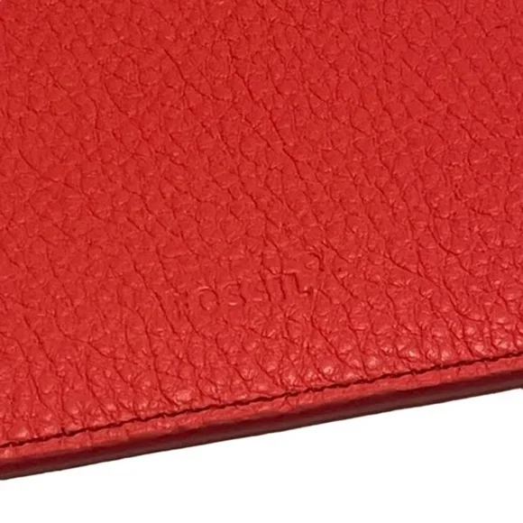 Fossil Emma Neon Coral Leather Large Pouch - Picture 2 of 7